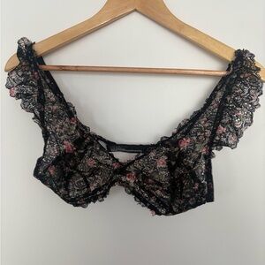 Black Lace Floral Bralette